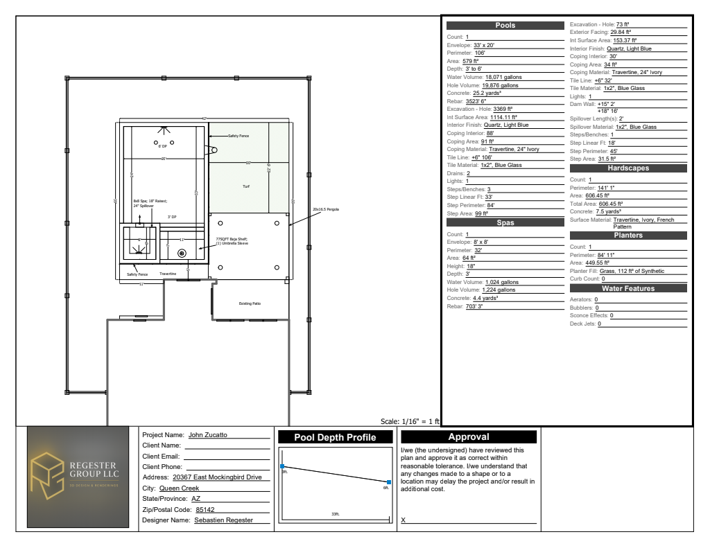 2D custom pool plan